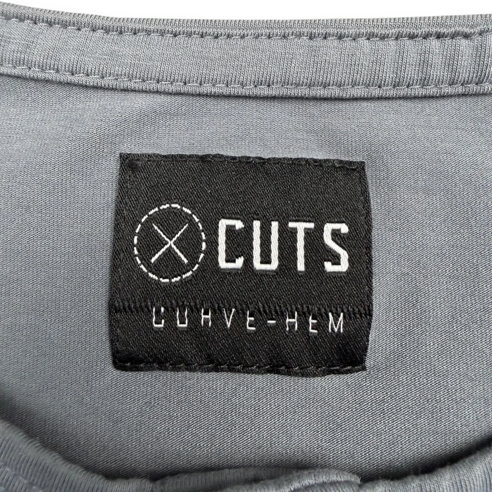 Cuts Clothing Henley Shirt M Gray Audience Curve-Hem Premium Long Sleeve Stretch